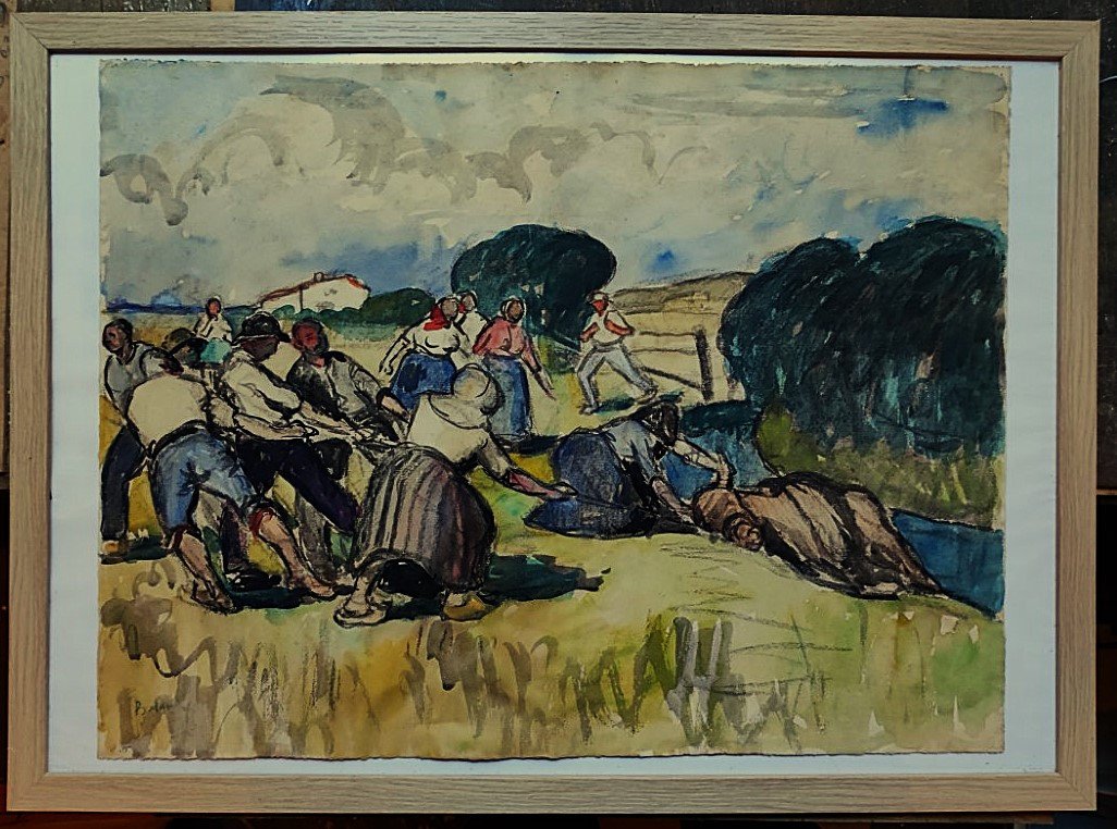 Gaston Balande (1880-1971) "Sauvetage à Lauzières près La Rochelle" Charente, Marquet, Suire-photo-2