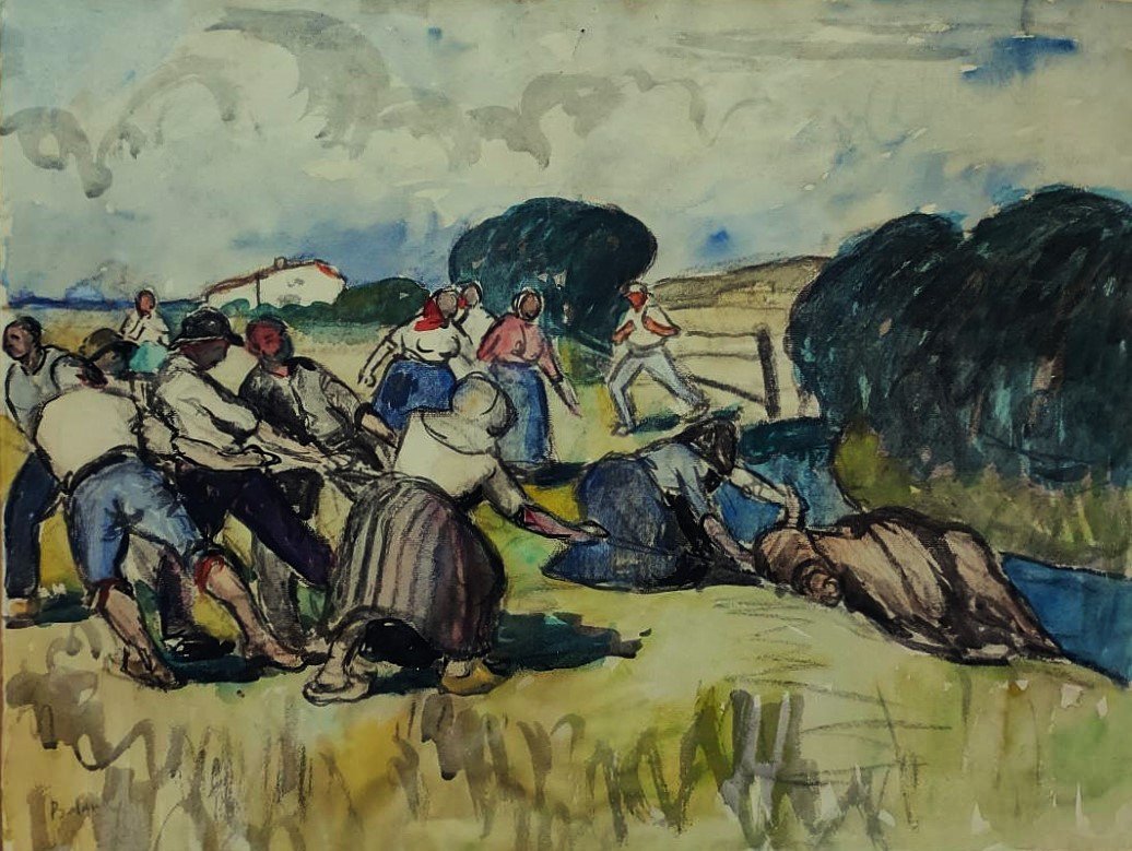 Gaston Balande (1880-1971) "Sauvetage à Lauzières près La Rochelle" Charente, Marquet, Suire-photo-2