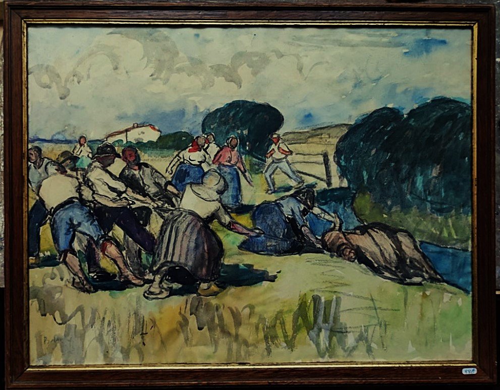 Gaston Balande (1880-1971) "Sauvetage à Lauzières près La Rochelle" Charente, Marquet, Suire