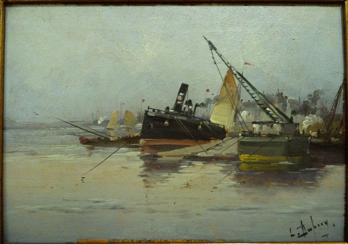 Eugène Galien Laloue Signed L. Dupuy (1854-1941) Lively Port. Cortès, Paris, Loir, Smith-photo-2