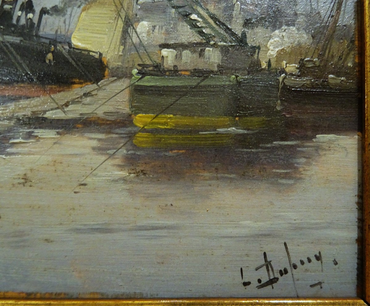 Eugène Galien Laloue Signed L. Dupuy (1854-1941) Lively Port. Cortès, Paris, Loir, Smith-photo-3