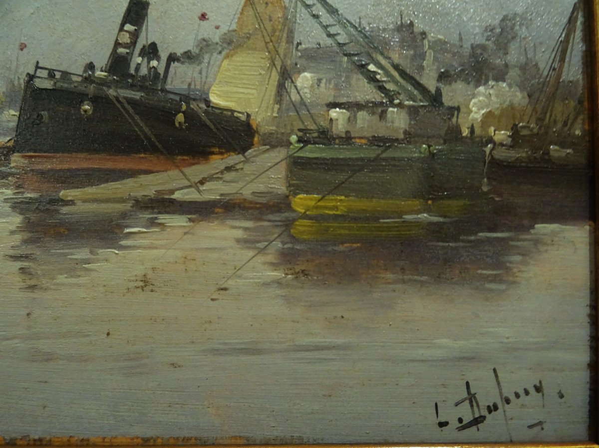 Eugène Galien Laloue Signed L. Dupuy (1854-1941) Lively Port. Cortès, Paris, Loir, Smith-photo-6