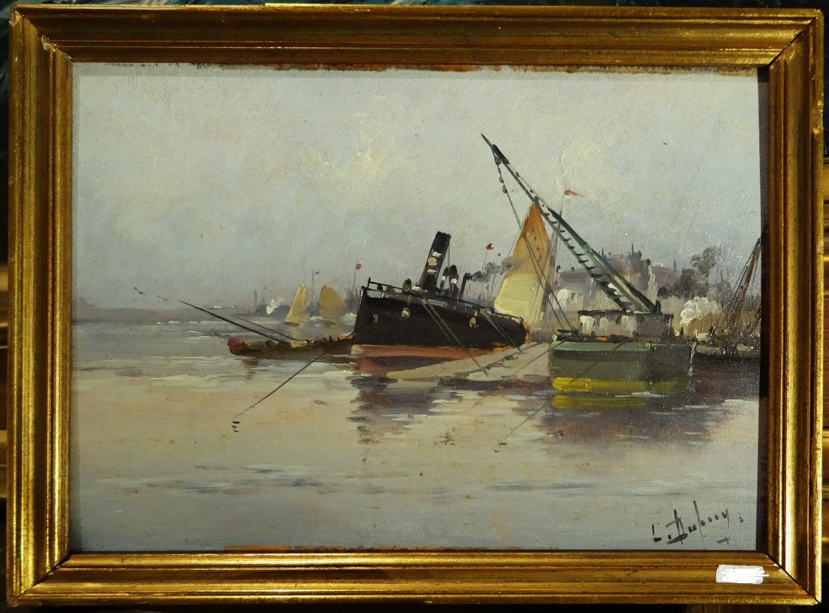 Eugène Galien Laloue Signed L. Dupuy (1854-1941) Lively Port. Cortès, Paris, Loir, Smith