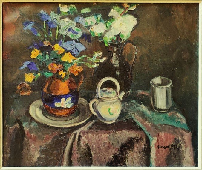 Georges Cyr (1880-1964) Still Life With Earthenware 1929. School Of Rouen, Lebanon, Beirut, Egypt-photo-2