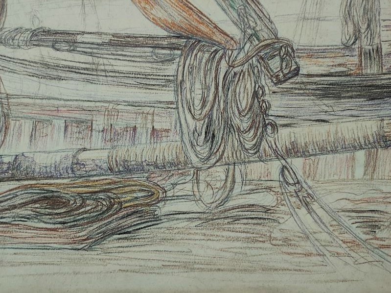 Léon Detroy (1859-1955) Mâts, cordages de bâteaux Menton 1905. Ecole Crozant Gargilesse, Signac-photo-2