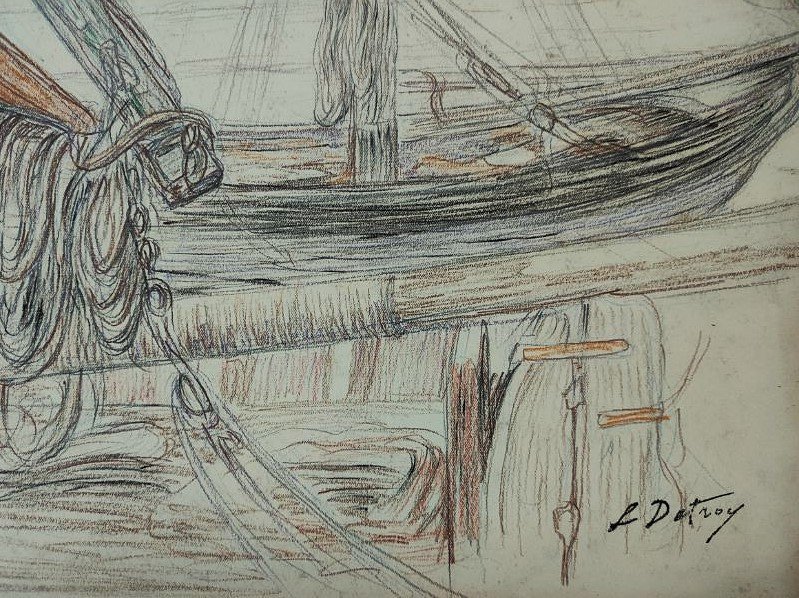 Léon Detroy (1859-1955) Mâts, cordages de bâteaux Menton 1905. Ecole Crozant Gargilesse, Signac-photo-4