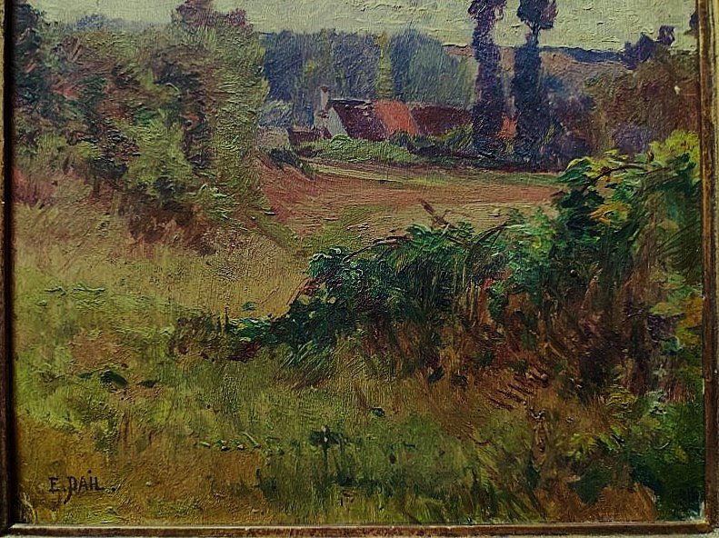 Edouard Pail (1851-1916) 2 huiles " Paysages de campagne, Creuse, Nivernais. Ecole de Crozant -photo-6