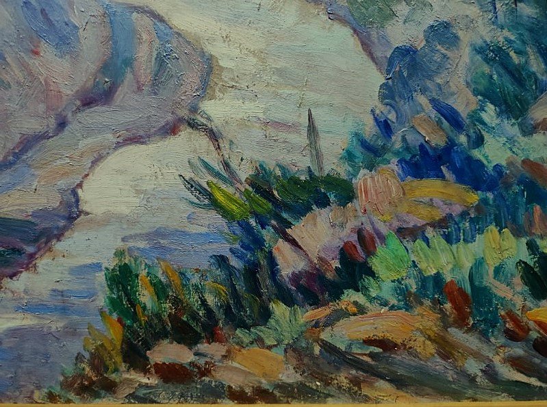 Eugène Alluaud ( 1866-1947) Gelée blanche sur les ruines à Crozant. Guillaumin, Detroy, Limoges-photo-2