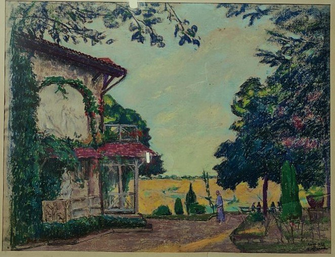 Eugène Alluaud ( 1866-1947) La Roca animée en été, la maison du peintre à Crozant. Guillaumin..-photo-7