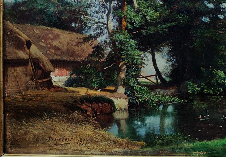 Louis Eugène Desjobert 1817-1863. The Duck Pond 1857. Châteauroux Crozant Le Fay Rousseau-photo-3