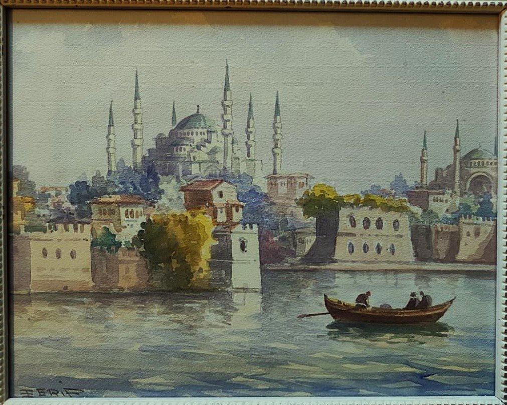 Serif Renkgorur 1887-1947. Hagia Sophia Istanbul ~1935. Turkish Painter Turkey Constantinople-photo-2