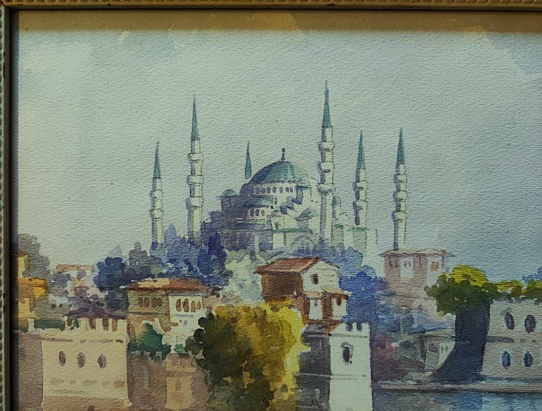 Serif Renkgorur 1887-1947. Hagia Sophia Istanbul ~1935. Turkish Painter Turkey Constantinople-photo-3