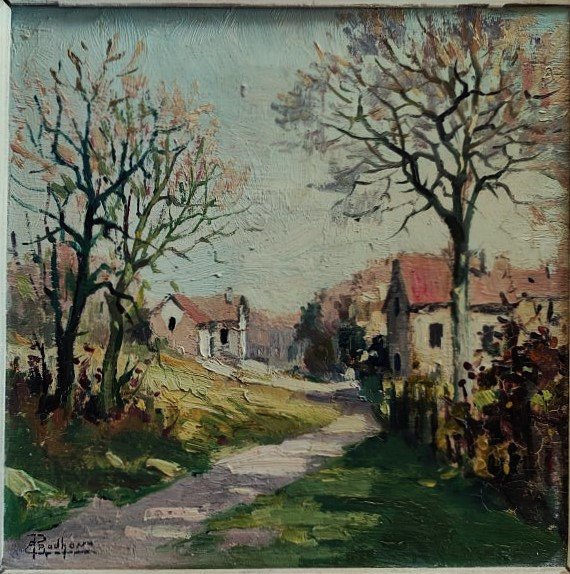 Emile Prodhon (1881-1974) Rue de village, Crogis. Ecole de la Marne, Gausson, Ladureau, Signac-photo-2