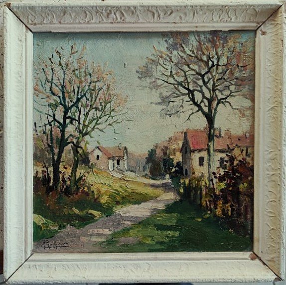 Emile Prodhon (1881-1974) Rue de village, Crogis. Ecole de la Marne, Gausson, Ladureau, Signac