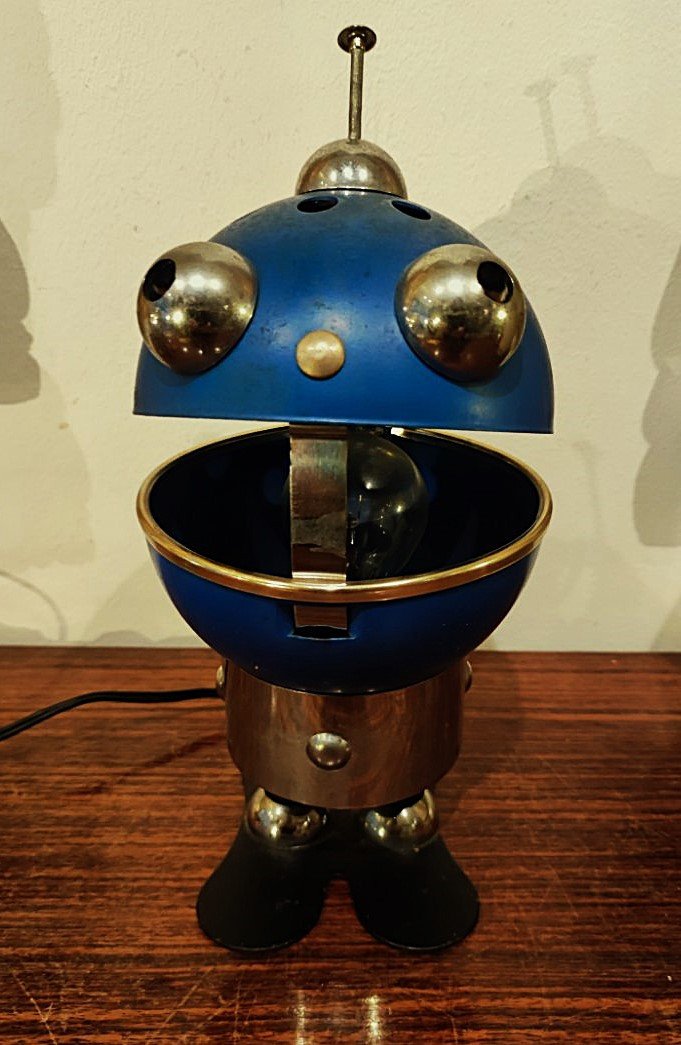 Rare lampe de bureau vintage petit robot par Satco c. 1960/1970. Colombo, Pop Art, Design...-photo-3