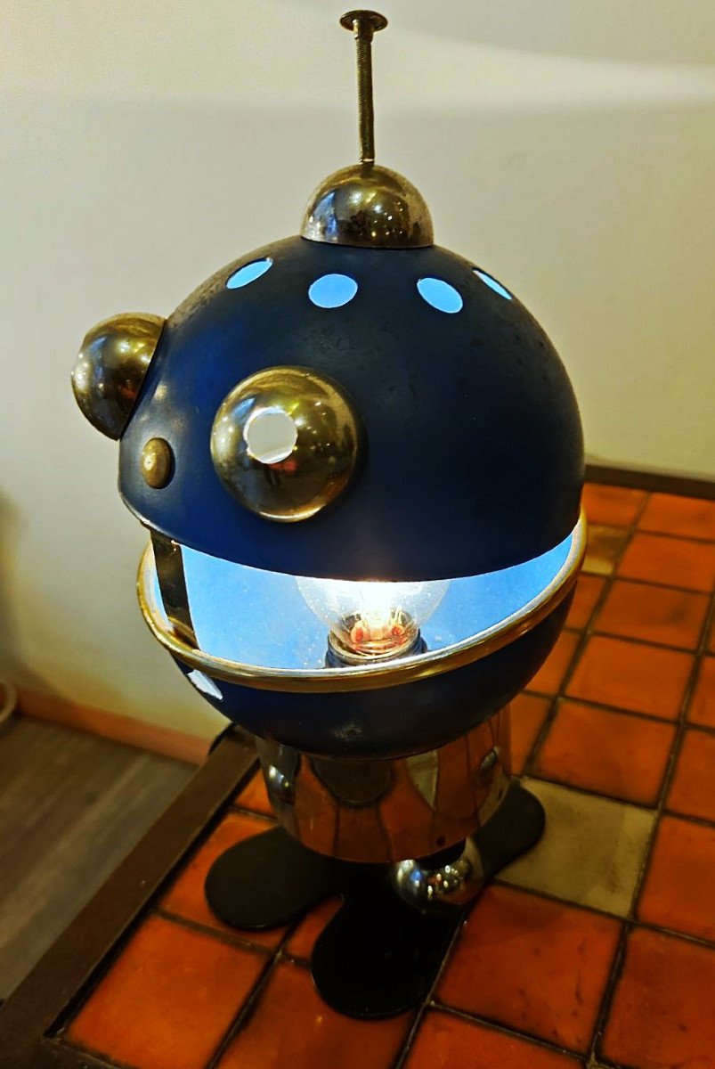 Rare lampe de bureau vintage petit robot par Satco c. 1960/1970. Colombo, Pop Art, Design...-photo-4