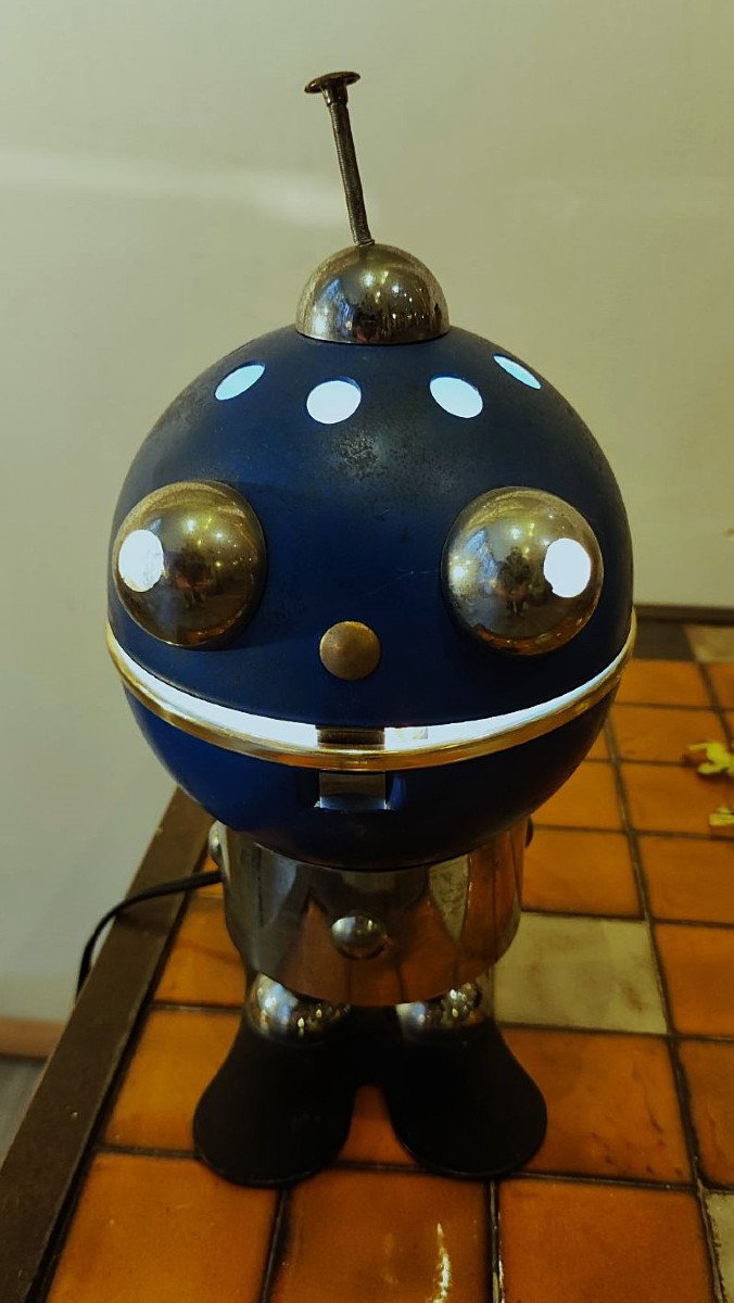 Rare lampe de bureau vintage petit robot par Satco c. 1960/1970. Colombo, Pop Art, Design...-photo-1