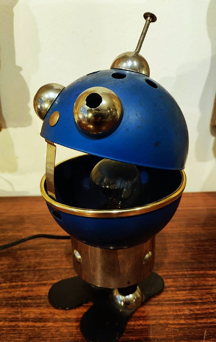 Rare lampe de bureau vintage petit robot par Satco c. 1960/1970. Colombo, Pop Art, Design...-photo-4