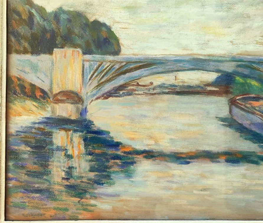 Armand Guillaumin 1841-1927 Bridge Over The Seine 1868/75. Impressionist Period Crozant School-photo-3