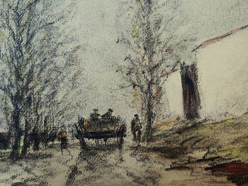 Edouard Febvre (1885-1967) Cart On A Towpath. Paris, Montmartre, Gypsies, Utrillo-photo-5