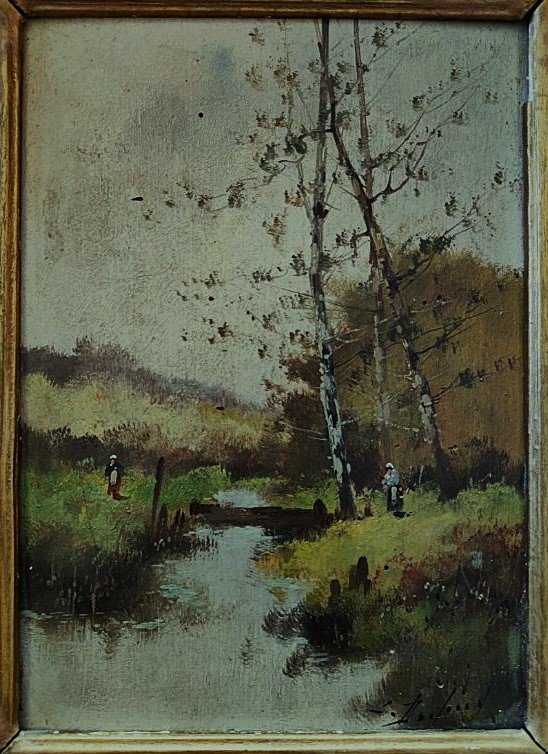 Eugène Galien Laloue Signed L. Dupuy (1854-1941) Pair Of Animated Landscapes. Cortès Paris Barbizon-photo-3