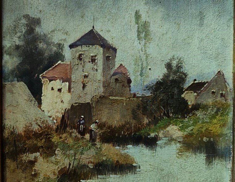 Eugène Galien Laloue Signed L. Dupuy (1854-1941) Pair Of Animated Landscapes. Cortès Paris Barbizon-photo-4