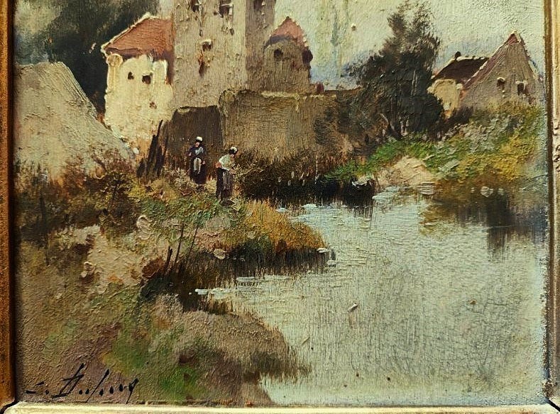 Eugène Galien Laloue Signed L. Dupuy (1854-1941) Pair Of Animated Landscapes. Cortès Paris Barbizon-photo-2