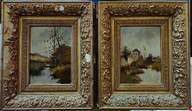 Eugène Galien Laloue Signed L. Dupuy (1854-1941) Pair Of Animated Landscapes. Cortès Paris Barbizon