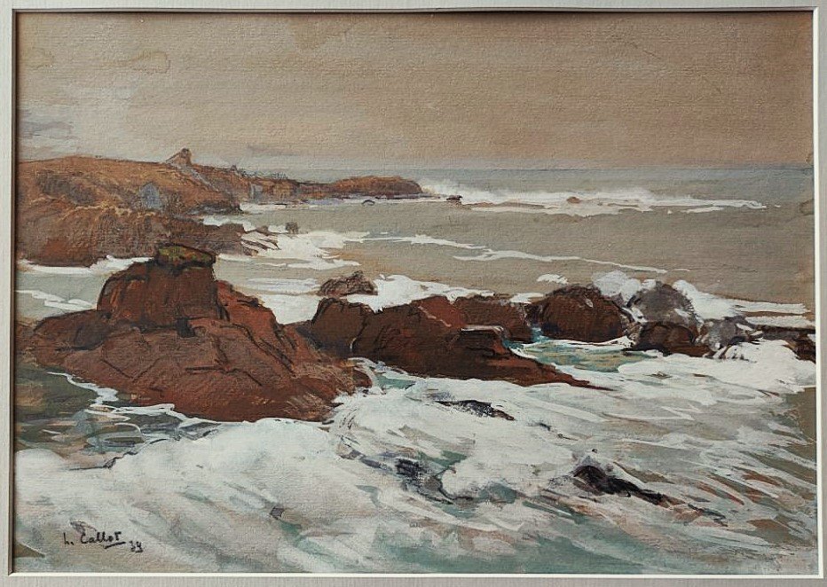 Henri Callot (1875-1956) Wild Coast, Ile d'Yeu 1934. Painter Of The Navy, Rigaud, Mestrallet-photo-2