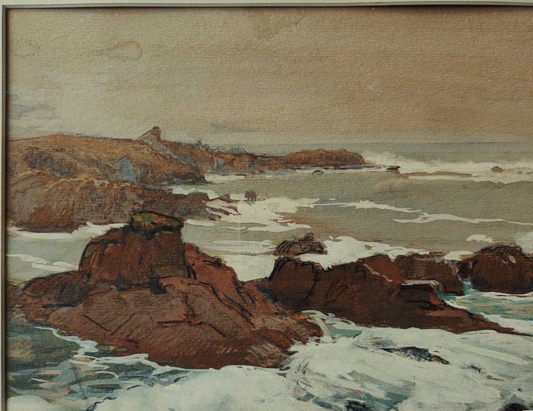 Henri Callot (1875-1956) Wild Coast, Ile d'Yeu 1934. Painter Of The Navy, Rigaud, Mestrallet-photo-3