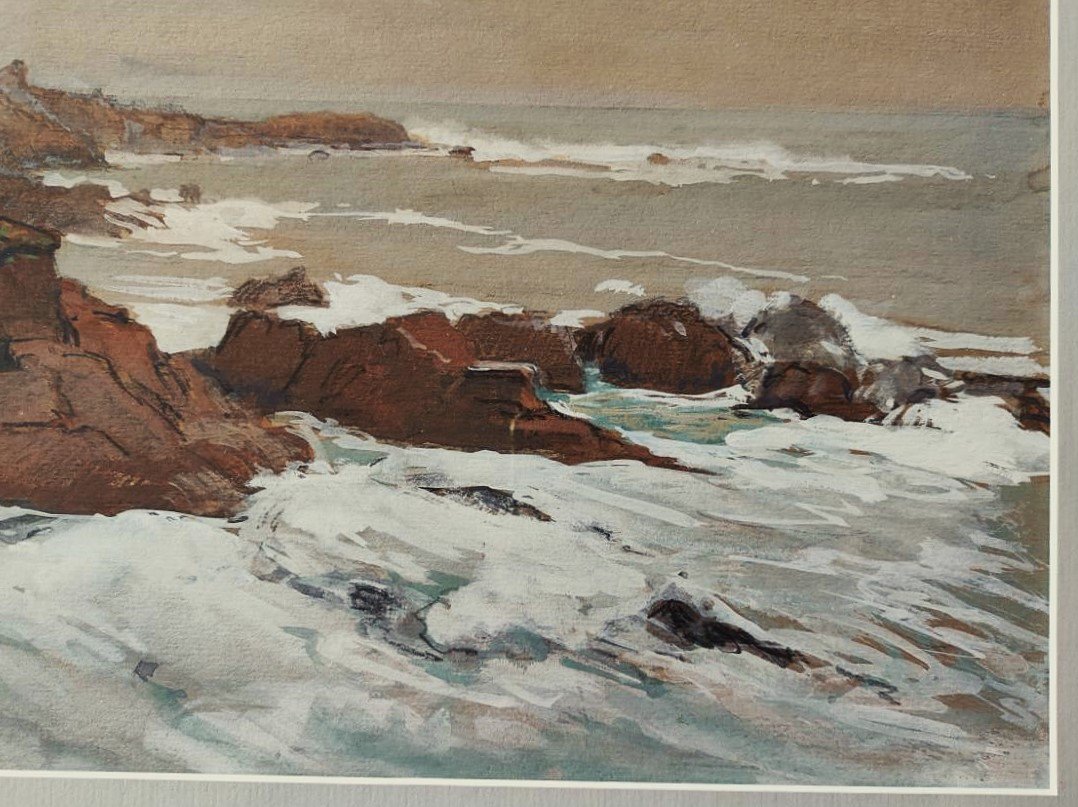 Henri Callot (1875-1956) Wild Coast, Ile d'Yeu 1934. Painter Of The Navy, Rigaud, Mestrallet-photo-1