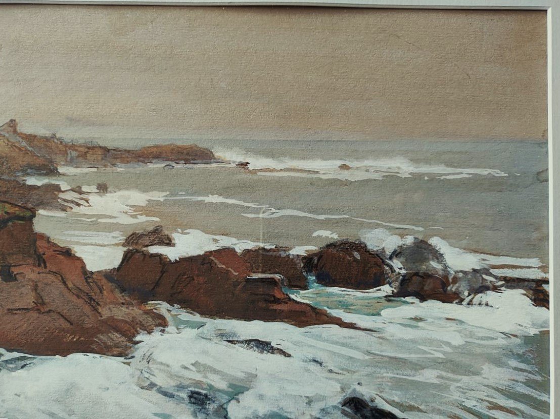 Henri Callot (1875-1956) Wild Coast, Ile d'Yeu 1934. Painter Of The Navy, Rigaud, Mestrallet-photo-5