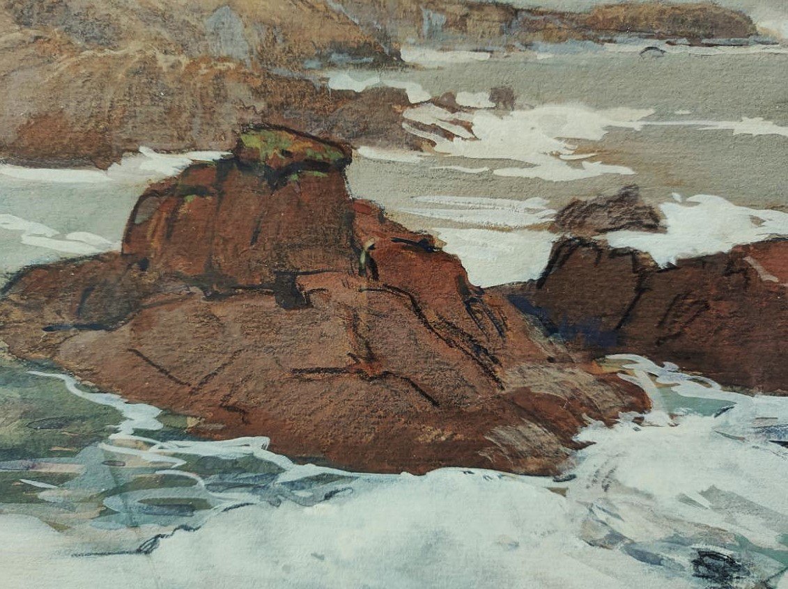 Henri Callot (1875-1956) Wild Coast, Ile d'Yeu 1934. Painter Of The Navy, Rigaud, Mestrallet-photo-6