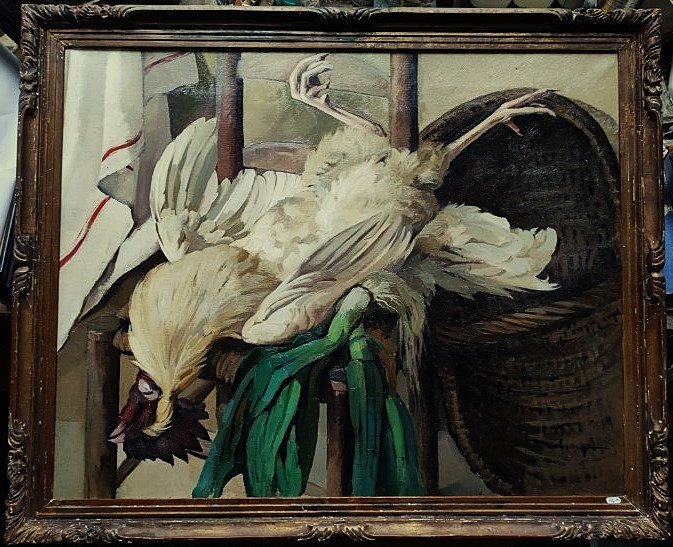 Edouard Debourg (1880-1939) The White Rooster 1936. School Of Crozant And Gargilesse, Osterlind Coucy-photo-2