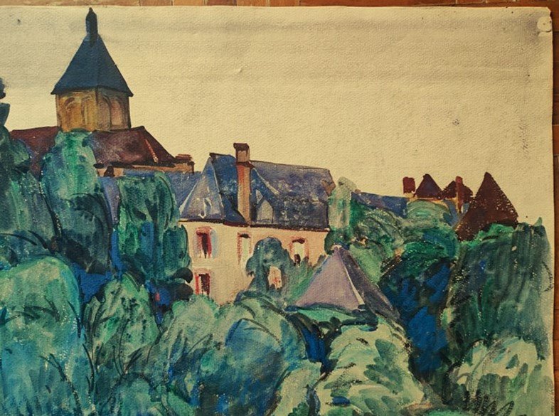 Edouard Debourg (1880-1939) Village de Gargilesse ~1925  . Ecole de Crozant, Osterlind, Coucy-photo-1