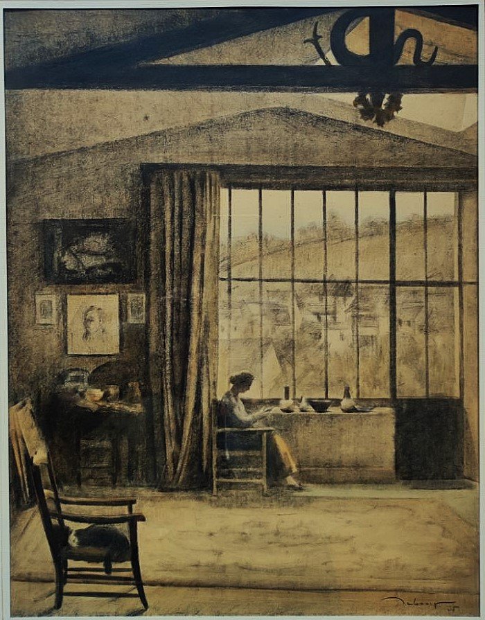 Edouard Debourg (1880-1939) 2 vues de l'atelier du peintre à Gargilesse. Ecole de Crozant Coucy-photo-4