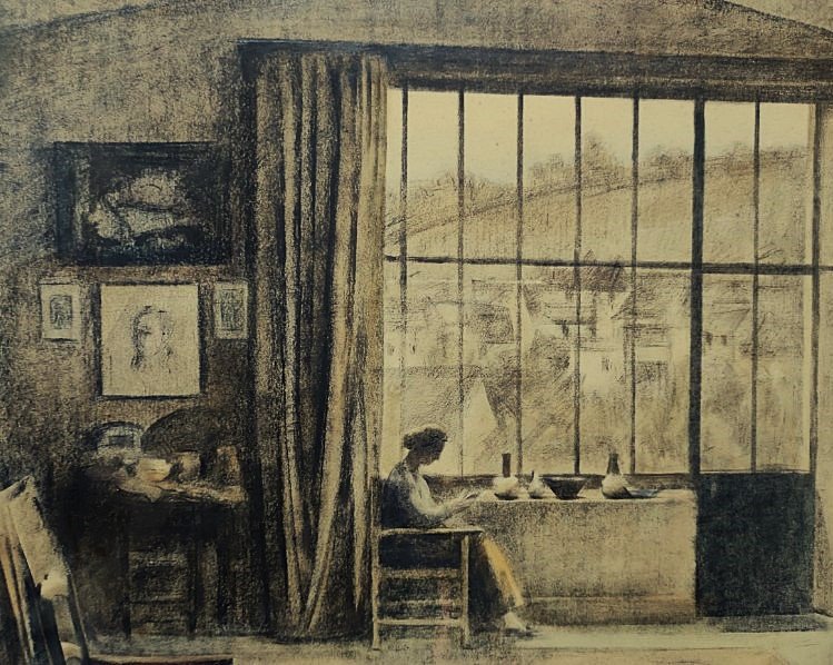 Edouard Debourg (1880-1939) 2 vues de l'atelier du peintre à Gargilesse. Ecole de Crozant Coucy-photo-1