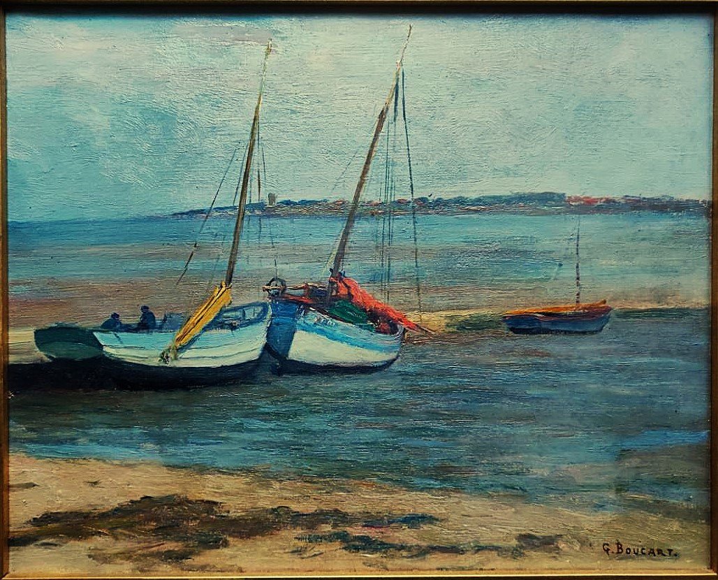 Gaston Boucart (1878-1962) Vue de Fouras depuis l'île Madame. Charente, Oléron, La Rochelle, Ré-photo-2