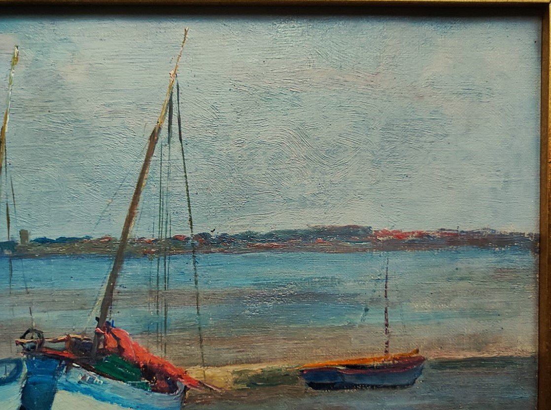 Gaston Boucart (1878-1962) Vue de Fouras depuis l'île Madame. Charente, Oléron, La Rochelle, Ré-photo-3