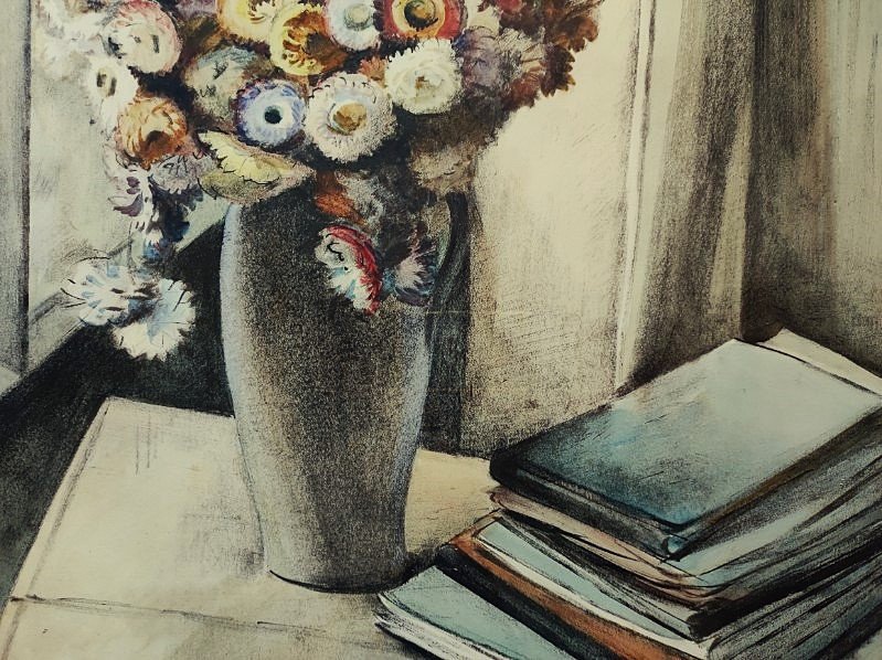 Edouard Debourg (1880-1939) Nature morte au bouquet, livres. Gargilesse, Crozant, Osterlind Rue-photo-4