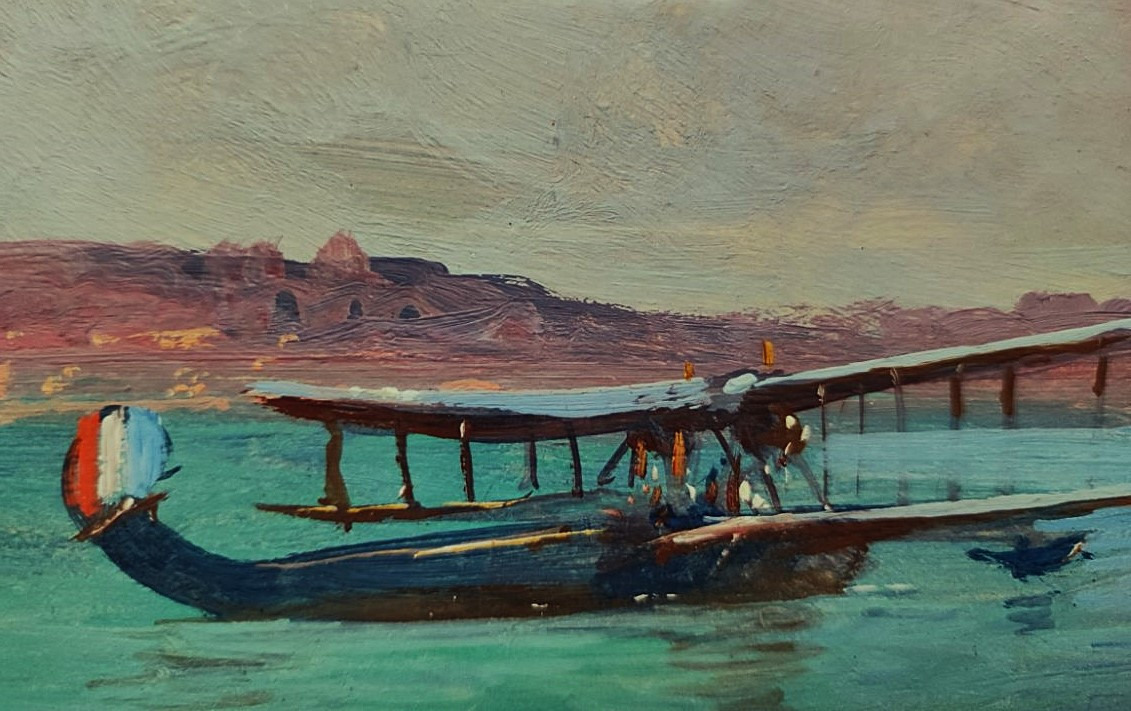 Jean Louis Paguenaud (1876-1952) Hydravions français, Toulon. Peintre de la Marine et de l'Air.-photo-1