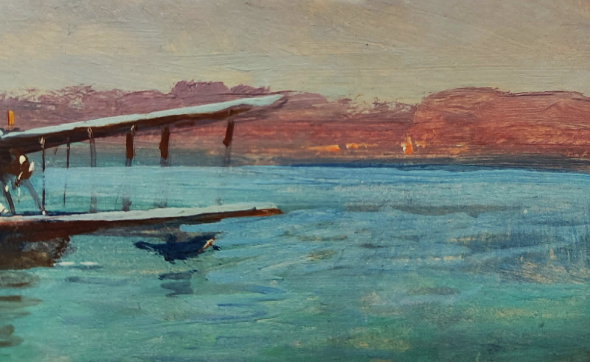 Jean Louis Paguenaud (1876-1952) Hydravions français, Toulon. Peintre de la Marine et de l'Air.-photo-2