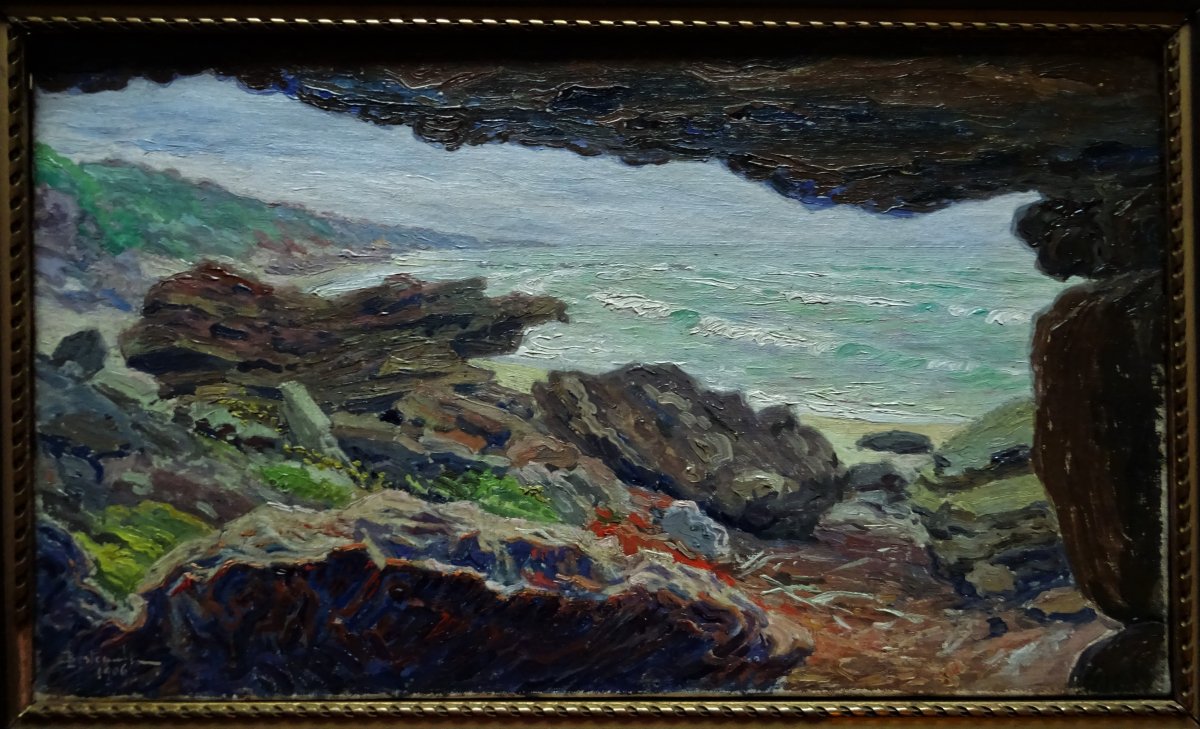 Jules Louis BERTEAULT (XIX-XXème) " temps d'hiver sur la cote d'Algérie en 1906" Orientaliste, bretagne, Henry Moret, Suisse...