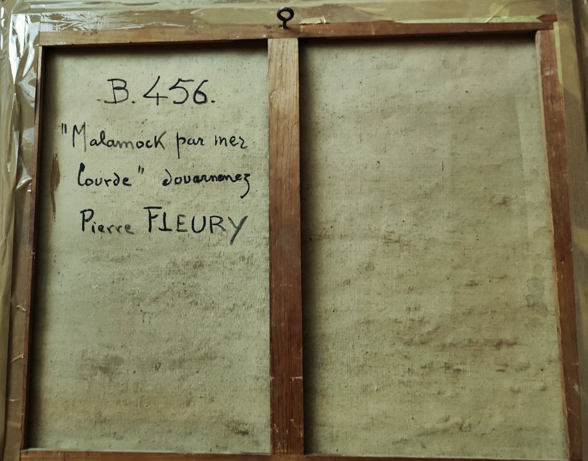 Pierre Fleury (1900-1985) " Malamock par mer lourde, Douarnenez" Elève de Signac, peintre de l'Air et de la Mer, Ile d'Aix, d'Yeu....-photo-8