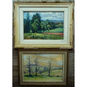 Jean-baptiste Issanchou (1875-1960) 2 Oils, Limousin Landscapes. Crozant, Limoges, Bichet, Jo