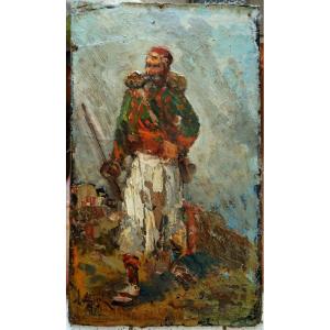 Alphonse Chigot (1824-1917) "zouave, North Africa" Great Military Painter 19th Century, O