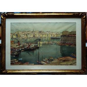 Louis Moreau (1883-1958) " Port de Marseille c. 1915/20 " Ecole de Crozant, Châteauroux, Berry, anarchiste, Naudin...