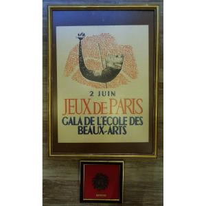 César Baldaccini dit CESAR (1921-1998) Médaillon bronze pour La Grande Masse 1953 + Affiche. Marseille, Nice, Picasso, Afrique...