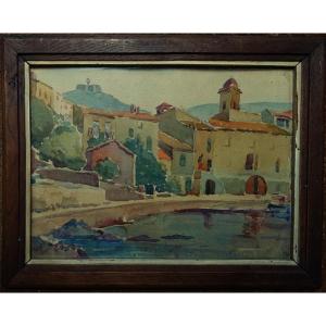 Julien Py (1909-2014)  aquarelle  Collioure. Peintre catalan. Peské, Hanicotte Laugé