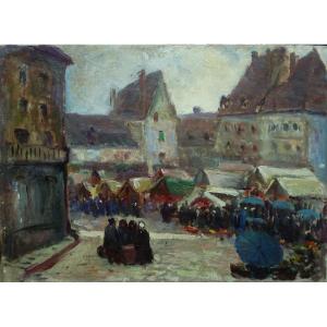 Henri Coutant (1868-1935) " Marché à La Châtre, Berry ~1920" Ecole de Crozant, Maillaud, Jamet.